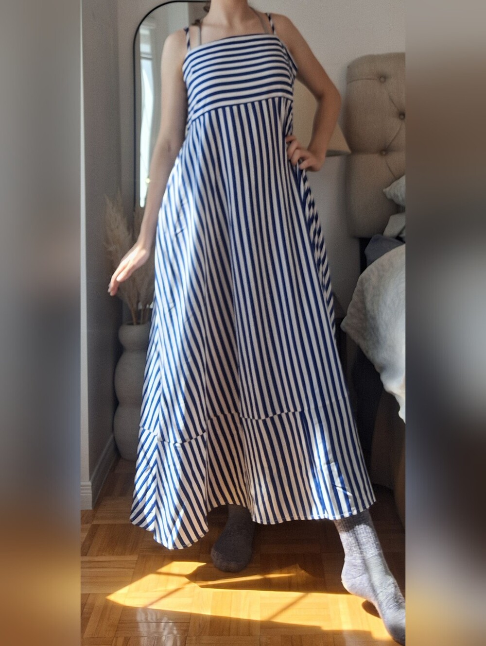 Cupshe Blue and White Striped Maxi Dress-Style Skirt